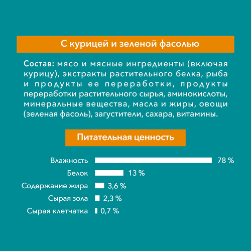 Корм влажный для взрослых кошек PURINA ONE Курица и зеленая фасоль, для стерилизованных, 75г, фотография