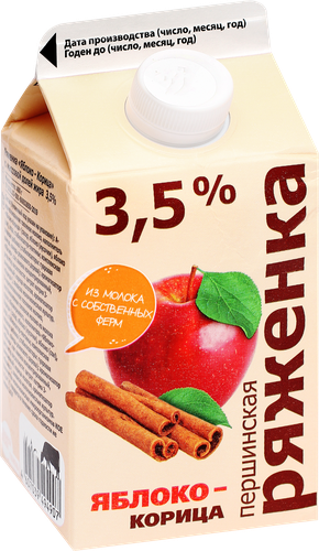 Ряженка ПЕРШИНСКОЕ Яблоко, корица 3,5%, без змж, 400г, изображение