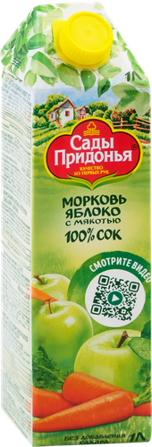 Сок САДЫ ПРИДОНЬЯ Морковь, яблоко с мякотью восстановленный, 1л, фото