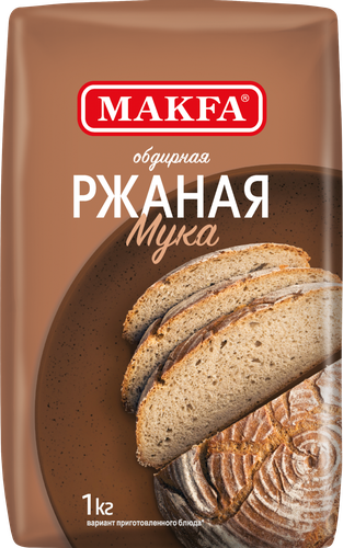 Мука ржаная MAKFA хлебопекарная обдирная, 1кг, вид