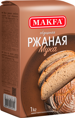 Мука ржаная MAKFA хлебопекарная обдирная, 1кг, картинка