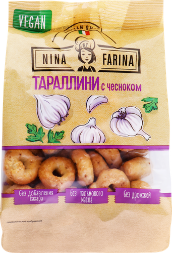 Тараллини NINA FARINA с чесноком, 180г, вид