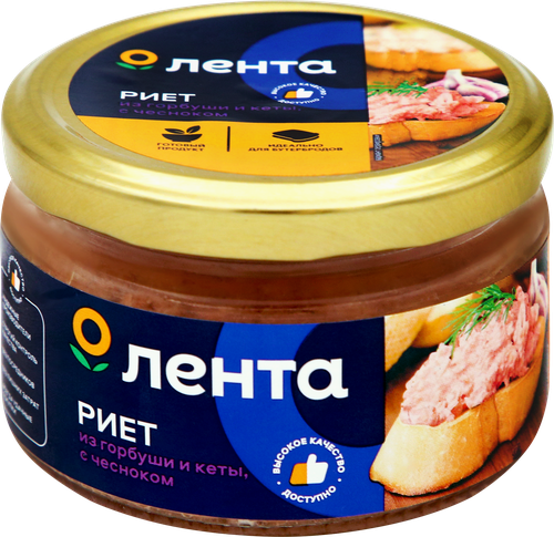 Риет ЛЕНТА с чесноком из горбуши и кеты, 180г, фото