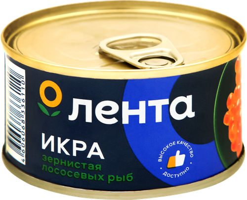 Икра лососевая ЛЕНТА зернистая, 1-й сорт, 140г, крупный план
