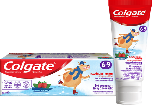 Зубная паста детская COLGATE Kids со вкусом клубники и мяты, защита от кариеса с фторидом, 6–9 лет, 60мл, картинка