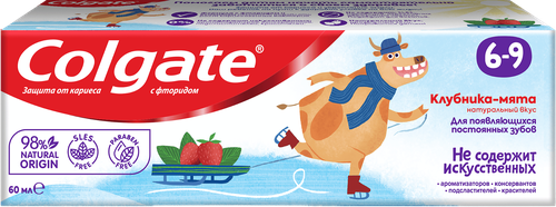 Зубная паста детская COLGATE Kids со вкусом клубники и мяты, защита от кариеса с фторидом, 6–9 лет, 60мл, картинка