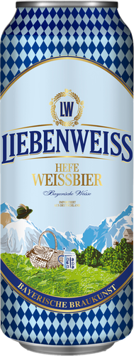 Пиво светлое LIEBENWEISS Hefe-Weissbier пшеничное нефильтрованное пастеризованное неосветленное, 5,1%, ж/б, 0.5л, изображение
