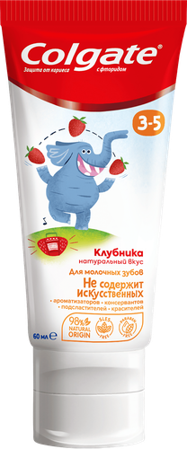 Зубная паста детская COLGATE Kids со вкусом клубники, защита от кариеса с фторидом, 3–5 лет, 60мл, картинка