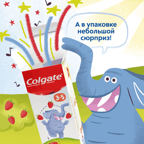 Зубная паста детская COLGATE Kids со вкусом клубники, защита от кариеса с фторидом, 3–5 лет, 60мл, фотография