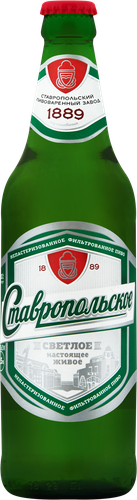 Пиво светлое СТАВРОПОЛЬСКОЕ фильтрованное, непастеризованное, 4%, 0.5л