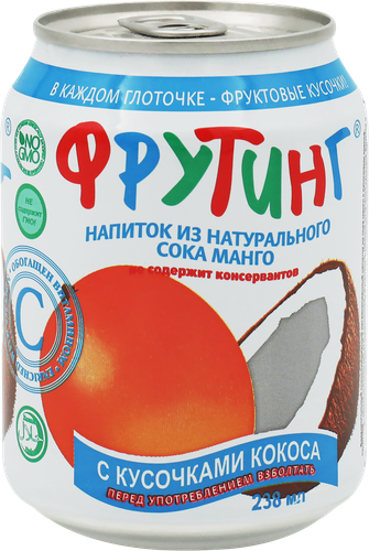 Напиток FRUITING из сока манго с кусочками кокоса негазированный, 0.238л, фото