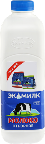 Молоко пастеризованное ЭКОМИЛК отборное 3,4–4,5%, без змж, 900мл, детальное фото