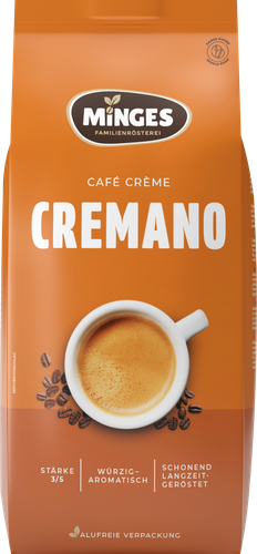 Кофе зерновой MINGES Caffe Cremano Beans Pack, 1кг, крупный план