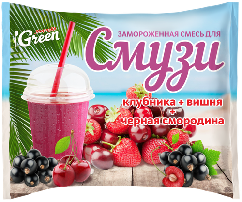Смесь для смузи МОРОЗКО Green клубника, вишня и черная смородина, 300г, фото