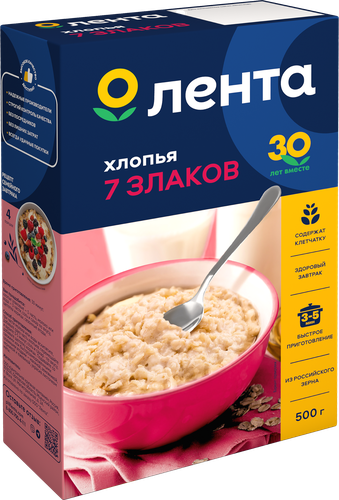 Хлопья мультизлаковые ЛЕНТА 7 злаков, 500г, фото
