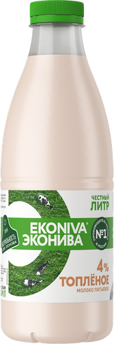 Молоко топленое ЭКОНИВА 4%, без змж, 1000мл, детальное фото