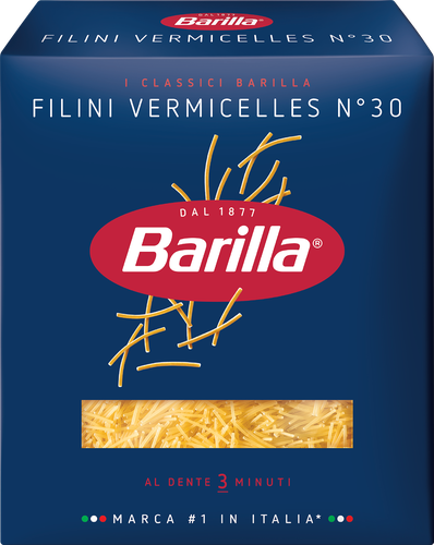 Макароны BARILLA Filini Vermicelles n.30 из твердых сортов пшеницы группа А высший сорт, 450г, фотография