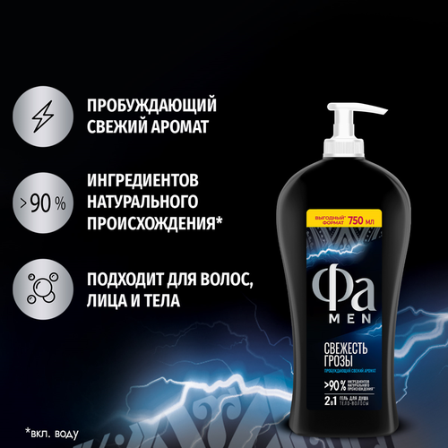 Гель для душа мужской ФА Энергия Полинезии Свежесть грозы, 750мл, картинка