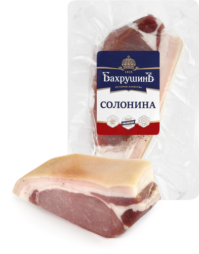 Солонина соленая из свинины БАХРУШИНЪ, весовая, крупный план