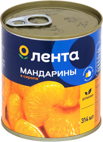 Мандарины ЛЕНТА кусочки в сиропе, 314мл, детальное фото