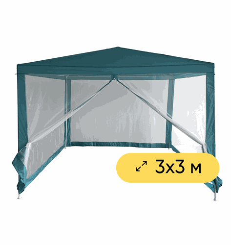 Тент ACTIWELL 3x3м с антимоскитными сетками и водоотталкивающим покрытием, Арт. 3.0M78PL-N, детальное фото