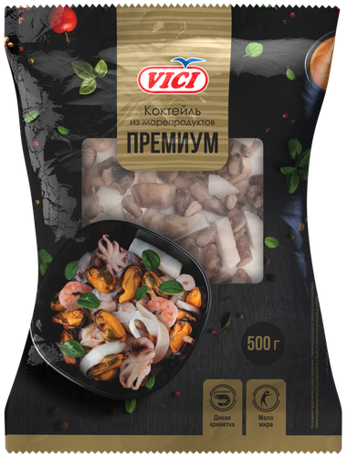 Коктейль из морепродуктов варено-мороженный VICI Премиум, 500г, картинка
