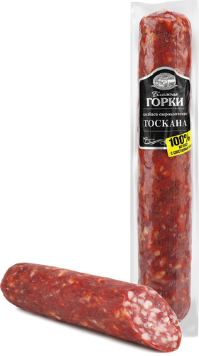 Колбаса сырокопченая БЛИЖНИЕ ГОРКИ Тоскана, весовая, крупный план