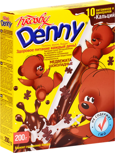 Готовый завтрак KROSBY Denny Медвежата, шоколадные, 200г, картинка