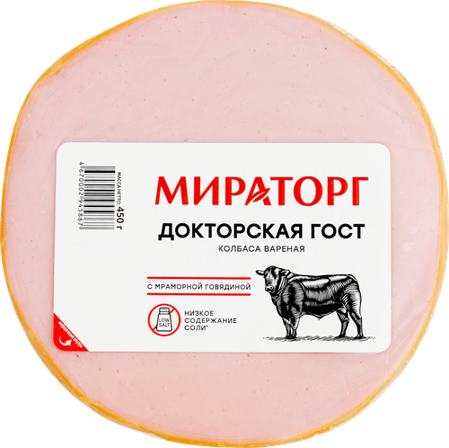 Колбаса вареная МИРАТОРГ Докторская, 450г, картинка