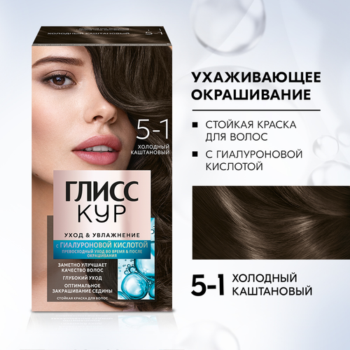 Краска для волос ГЛИСС КУР Уход&Увлажнение 5–1 Холодный каштановый, 165мл, картинка