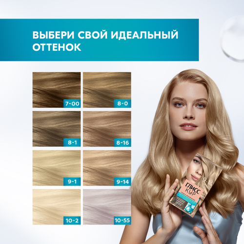 Краска для волос ГЛИСС КУР Уход&Увлажнение 8–1 Холодный пепельно-русый, 165мл, фотография