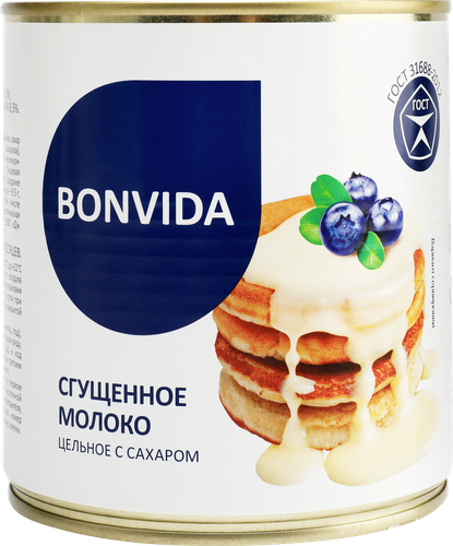 Молоко сгущенное BONVIDA цельное с сахаром 8,5% без змж, 950г, фотография