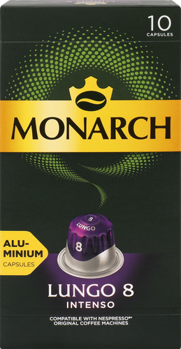 Кофе молотый в капсулах MONARCH Лунго Интенсо 8 натуральный жареный, 10кап, вид