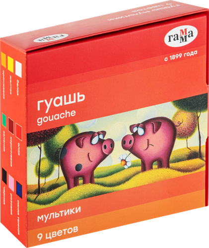 Краски гуашевые ГАММА Мультики 9 цветов, 9х20мл, фото