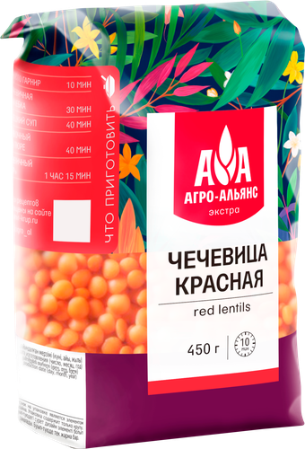 Чечевица красная АГРО-АЛЬЯНС Экстра, 450г, крупный план