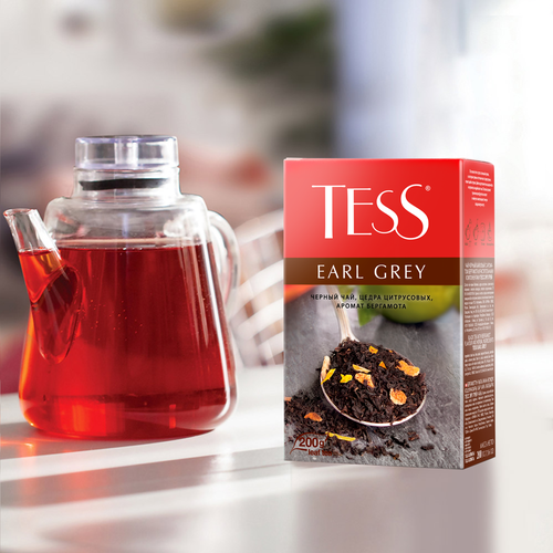 Чай черный TESS Эрл Грей байховый с ароматом бергамота, листовой, 200г, фотография