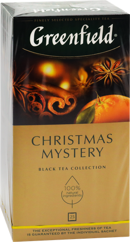Чай черный GREENFIELD Christmas Mystery, 25пак, крупный план