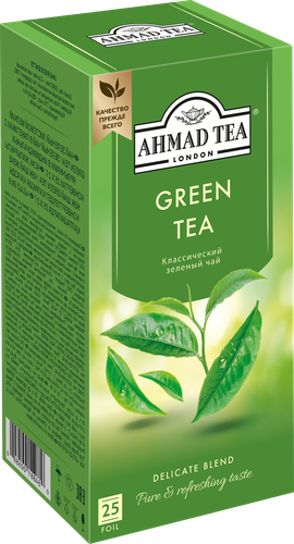 Чай зеленый AHMAD TEA Green Tea Китайский, 25пак, крупный план