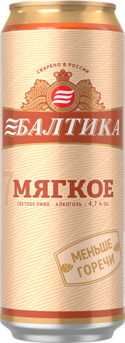 Пиво светлое БАЛТИКА №7 Мягкое фильтрованное, пастеризованное, 4,7%, ж/б, 0.45л, картинка