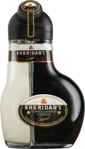 Напиток спиртной SHERIDANS Двухслойный со вкусом кофе 15,5%, 
эмульсионный, 0.5л, картинка