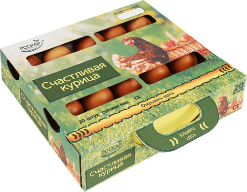 Яйцо куриное РОСКАР Счастливая курица С1, 20шт, фотография