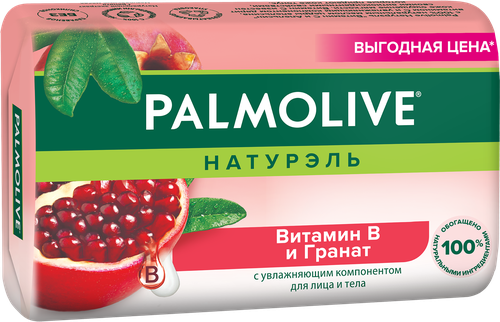 Туалетное мыло PALMOLIVE Натурэль Витамин B и гранат с увлажняющим компонентом, 150г, детальное фото
