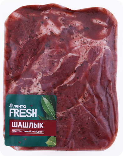 Шашлык из свиной шеи в брусничном маринаде, в вакуумной упаковке ЛЕНТА FRESH, вид
