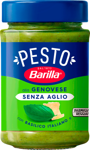 Соус BARILLA Pesto Genovese senza Aglio, с базиликом без чеснока, 190г, крупный план