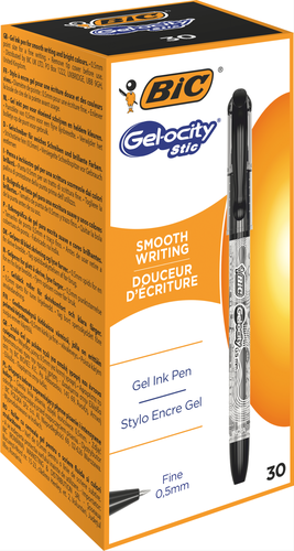 Ручка гелевая BIC Gel-Ocity Stick 0,5 черный, полупрозрачный корпус Арт. CEL1010266, крупный план