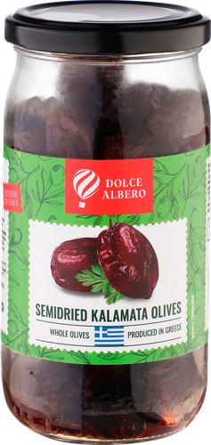 Маслины вяленые с косточкой DOLCE ALBERO сорт Каламата, 370мл, детальное фото