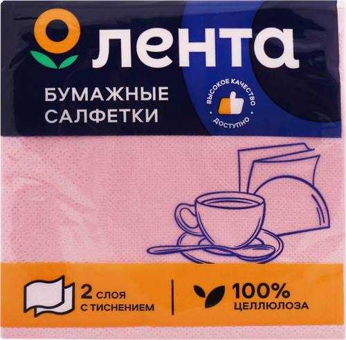 Салфетки ЛЕНТА Бант 2-слоя 24х24см, цветные пастель, цвета в 
ассортименте, 
25шт, картинка