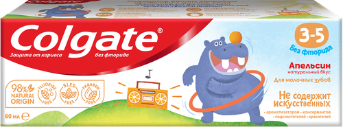 Зубная паста детская COLGATE Kids со вкусом апельсина, защита от кариеса без фтора, 3–5 лет, 60мл, картинка