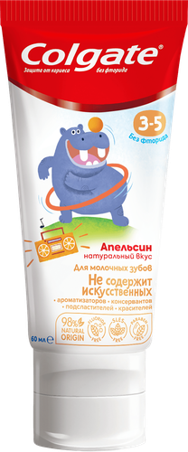 Зубная паста детская COLGATE Kids со вкусом апельсина, защита от кариеса без фтора, 3–5 лет, 60мл, вид