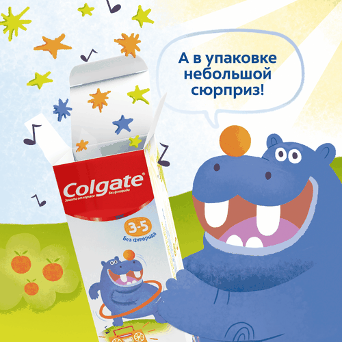 Зубная паста детская COLGATE Kids со вкусом апельсина, защита от кариеса без фтора, 3–5 лет, 60мл, фотография